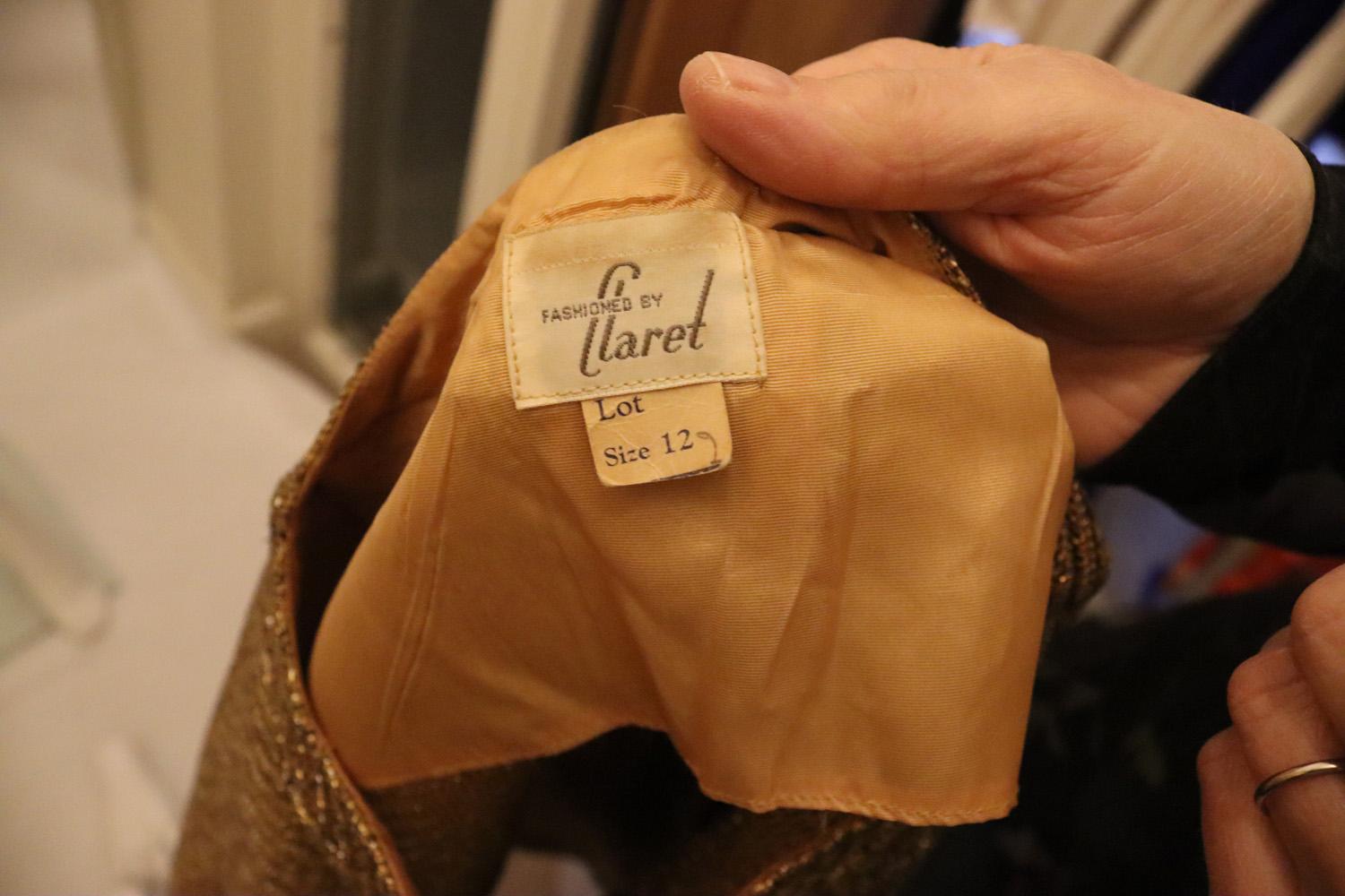 Vintage Gold Silver and Black Skirt Suit by Claret For Sale 3