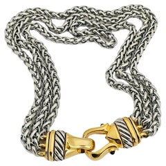 Designer-Laufsteg-Halskette aus Gold und Silber mit schwarzer Kette