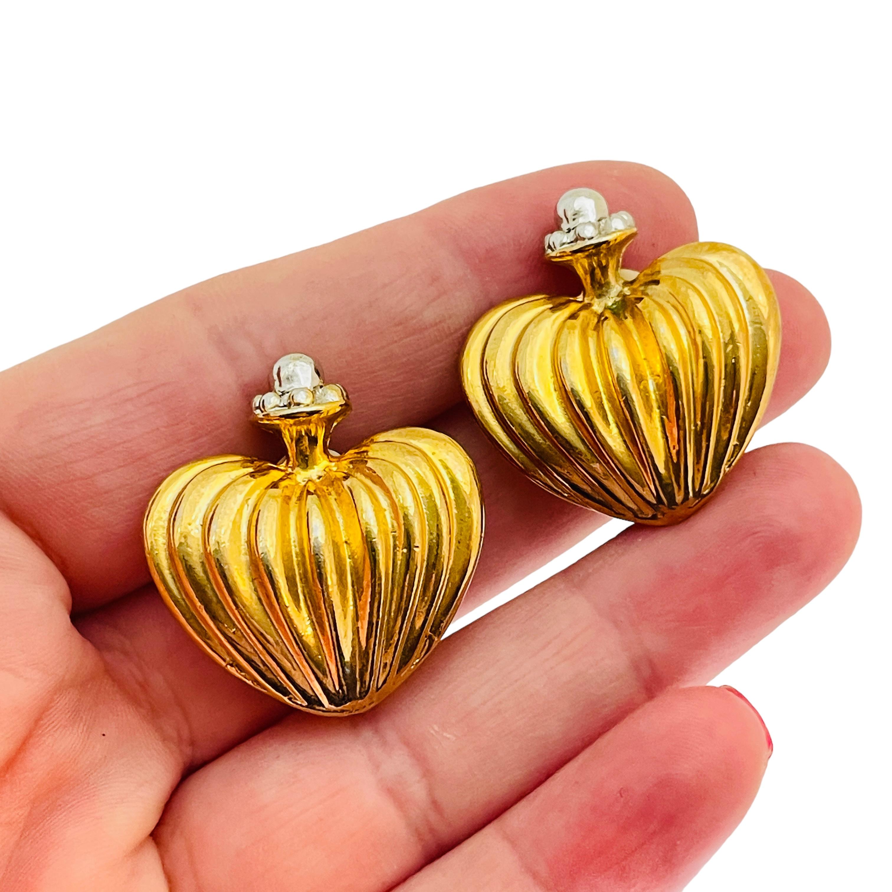 Women's Vintage gold silver designer runway clip on earrings For Sale