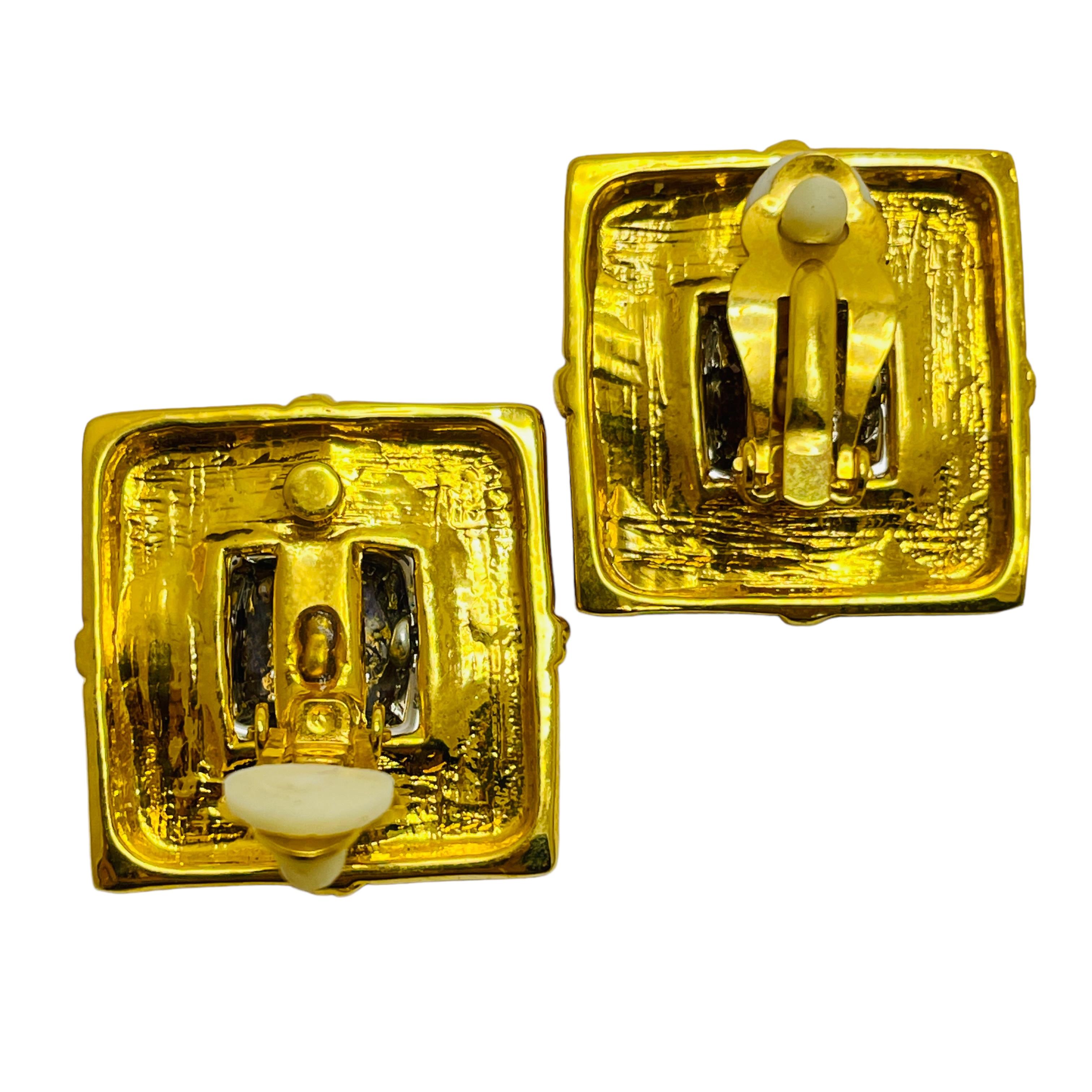 Orecchini a clip d'epoca in argento e oro di design modernista In condizioni buone in vendita a Palos Hills, IL