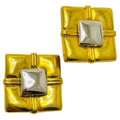  Vintage gold silver modernist designer clip on earrings