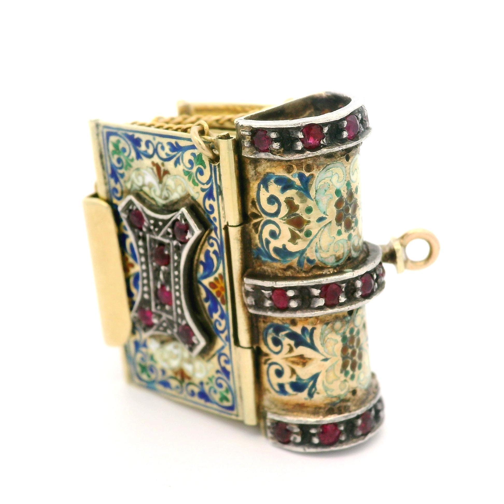 Vintage Gold Silver Multi Color Enamel Engraved Poem Foldable Book Bracelet 6