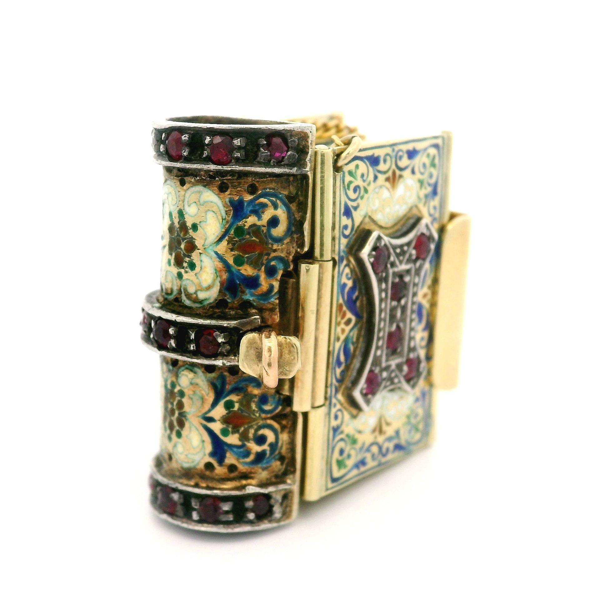 Vintage Gold Silver Multi Color Enamel Engraved Poem Foldable Book Bracelet 7