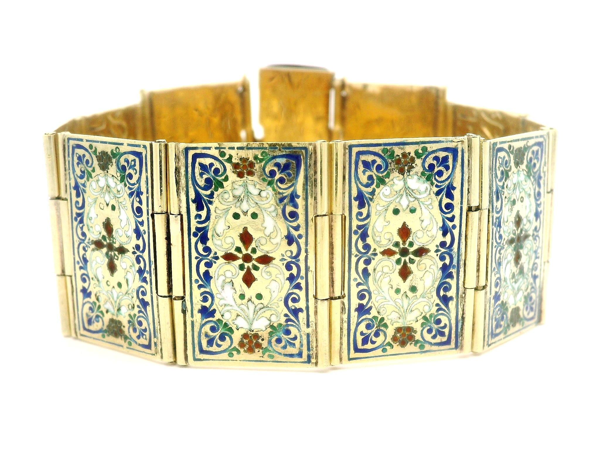 Vintage Gold Silver Multi Color Enamel Engraved Poem Foldable Book Bracelet 11