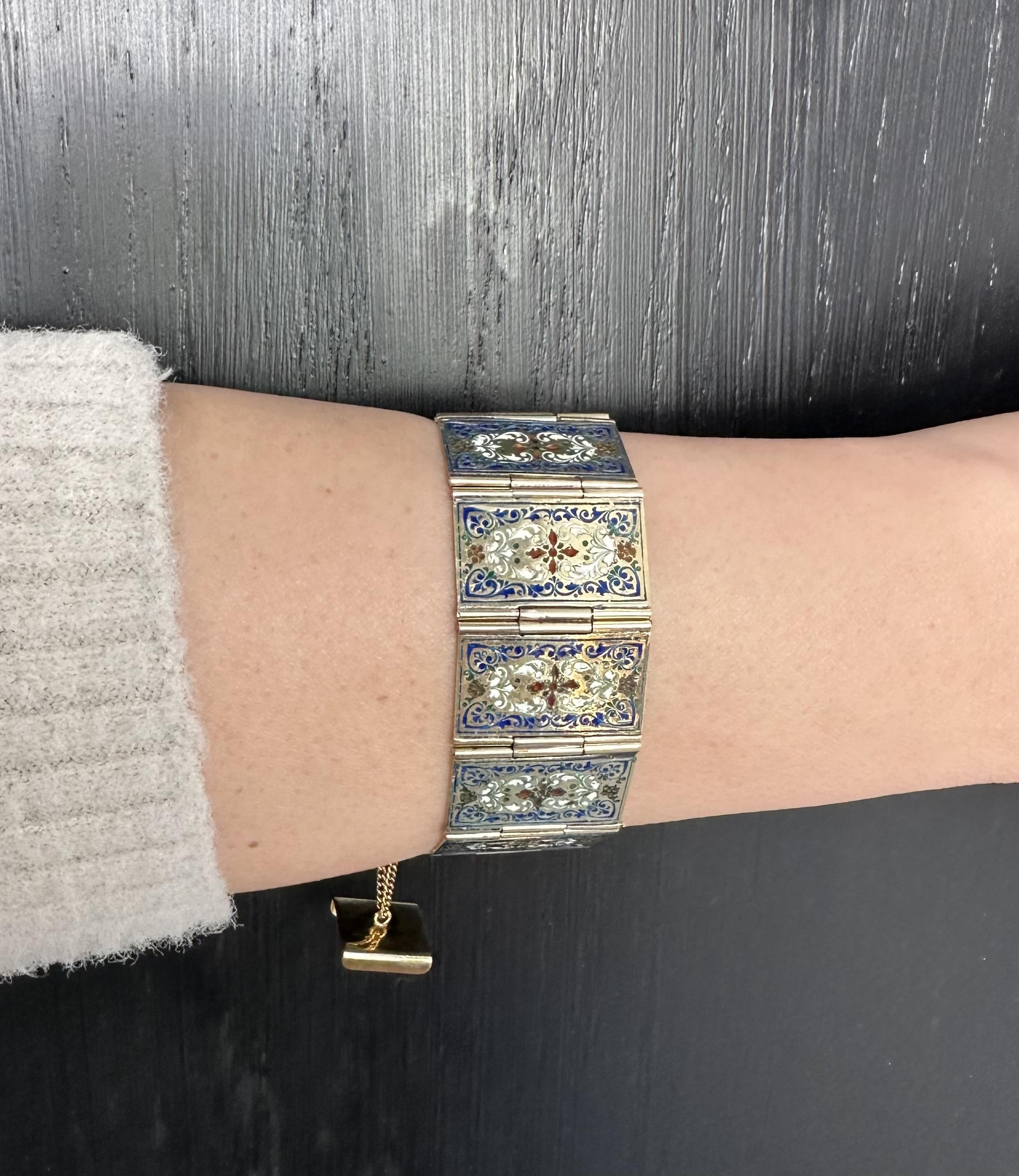 Vintage Gold Silver Multi Color Enamel Engraved Poem Foldable Book Bracelet 2