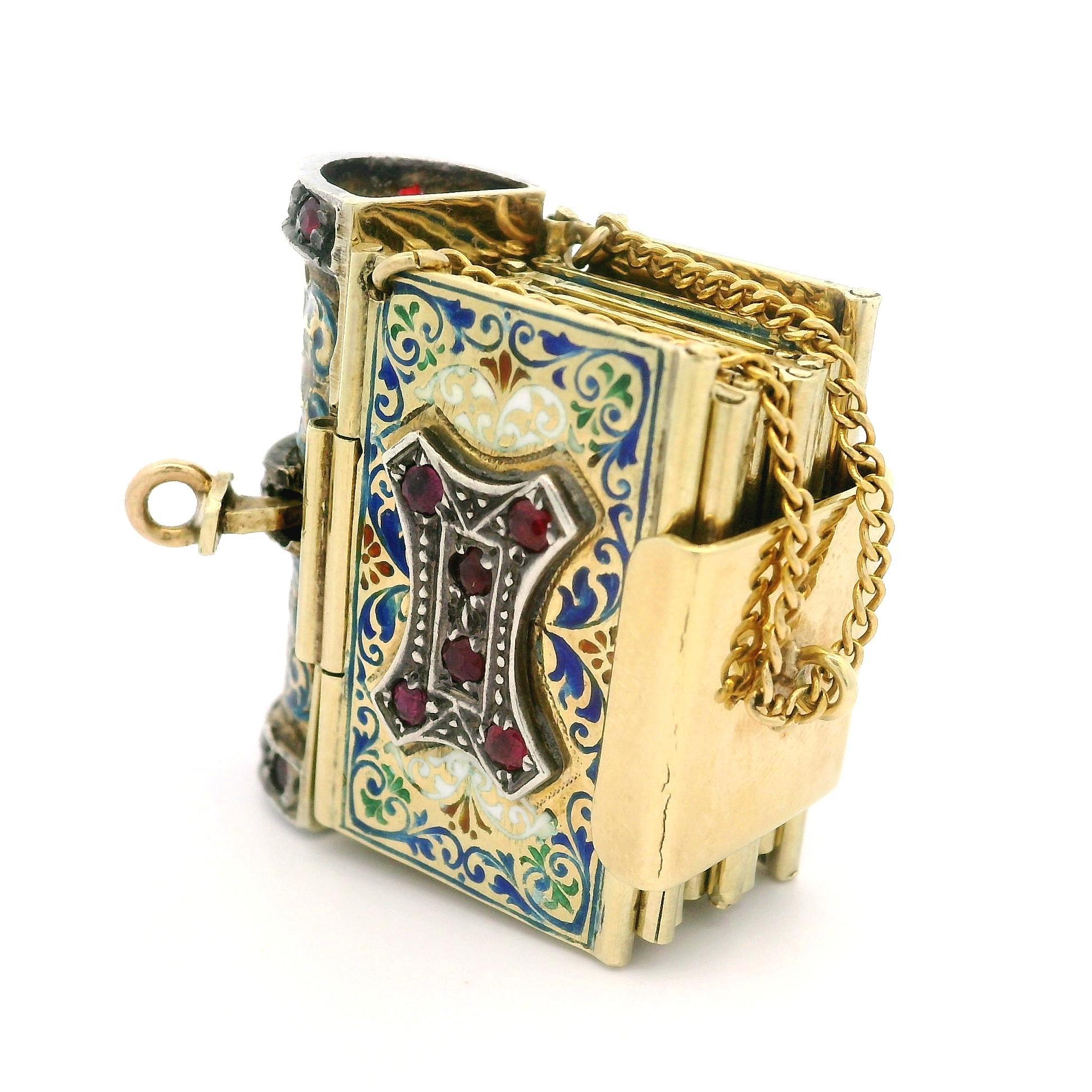 Vintage Gold Silver Multi Color Enamel Engraved Poem Foldable Book Bracelet 4