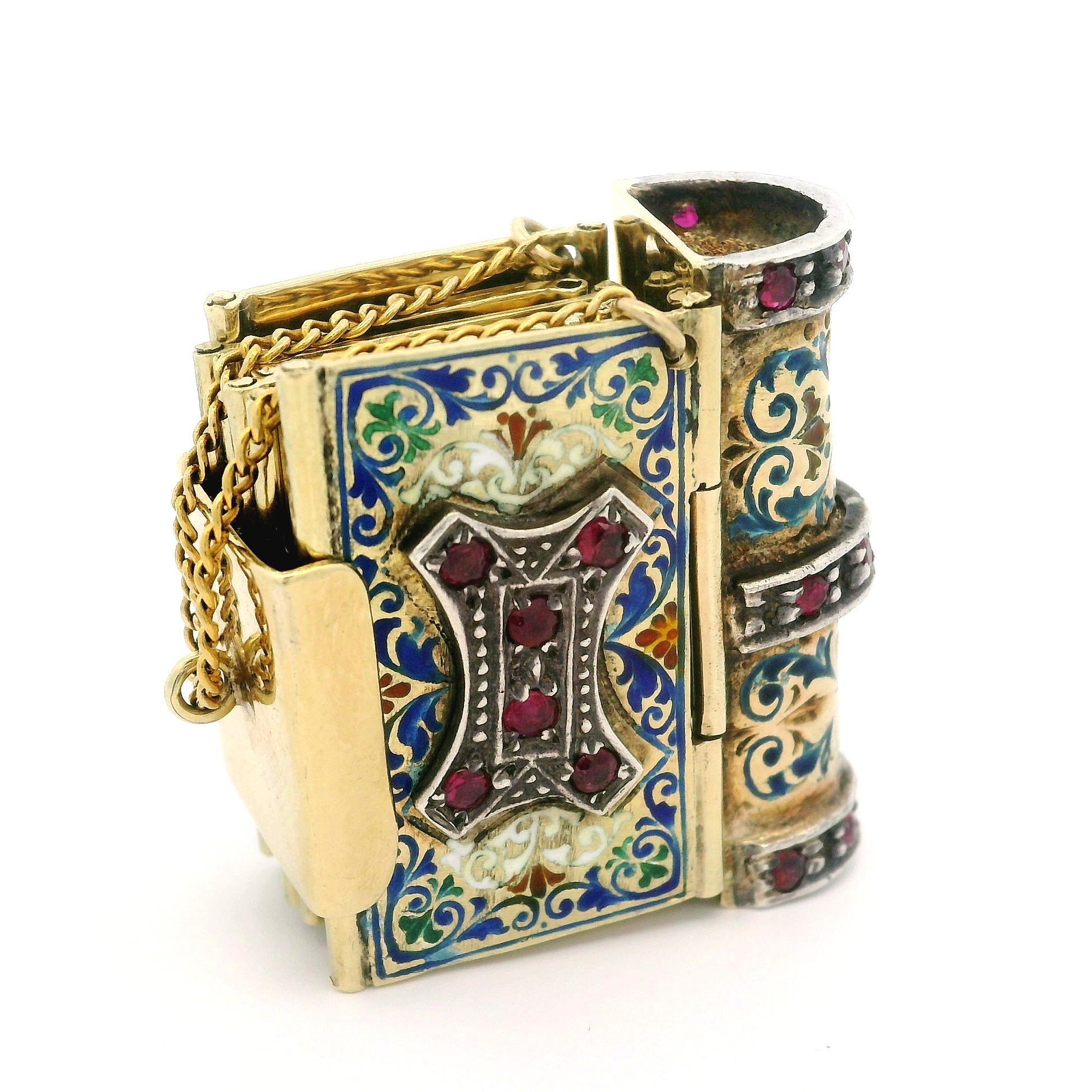 Vintage Gold Silver Multi Color Enamel Engraved Poem Foldable Book Bracelet 5