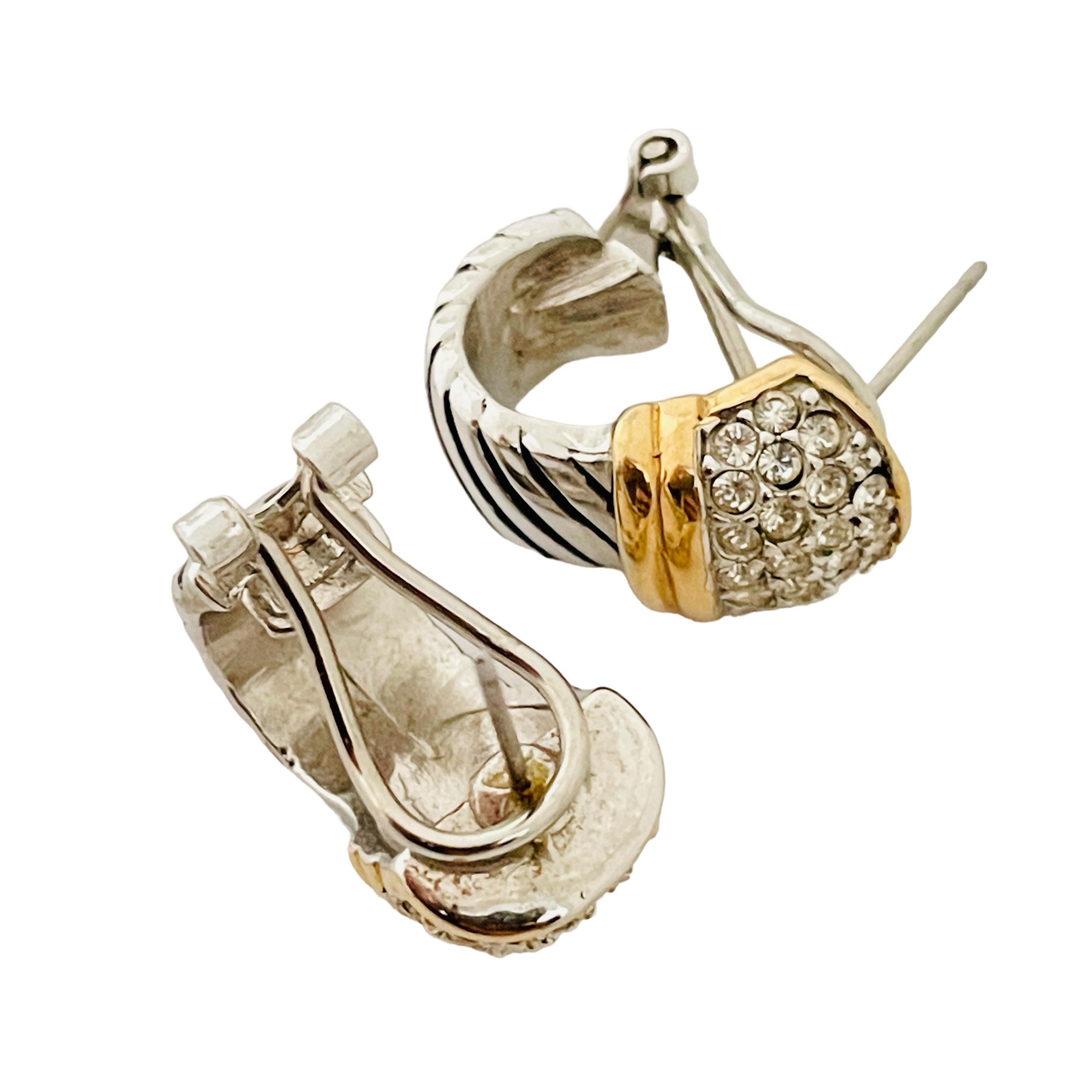 Vintage Gold Silber Strass Designer Laufsteg durchbrochene Clip-Ohrringe an Ohrringen im Zustand „Gut“ im Angebot in Palos Hills, IL