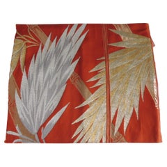 Vintage Gold & Silver Silk Woven Obi Textile Fragment