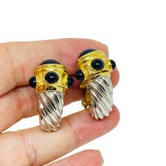 Vintage gold silber ton kabel schwarz rein designer clip auf ohrringe