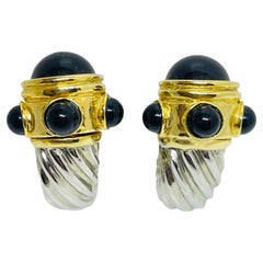 Vintage gold silber ton kabel schwarz rein designer clip auf ohrringe