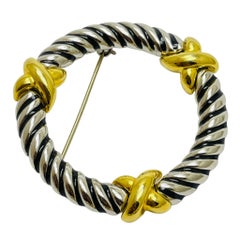 Vintage gold silver tone designer brooch