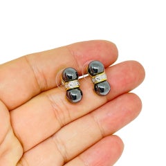 Orecchini vintage con perline di vetro color oro e argento