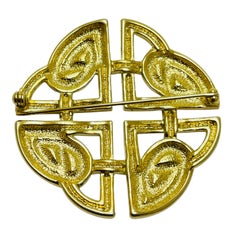 Vintage gold silver tone massive designer brooch