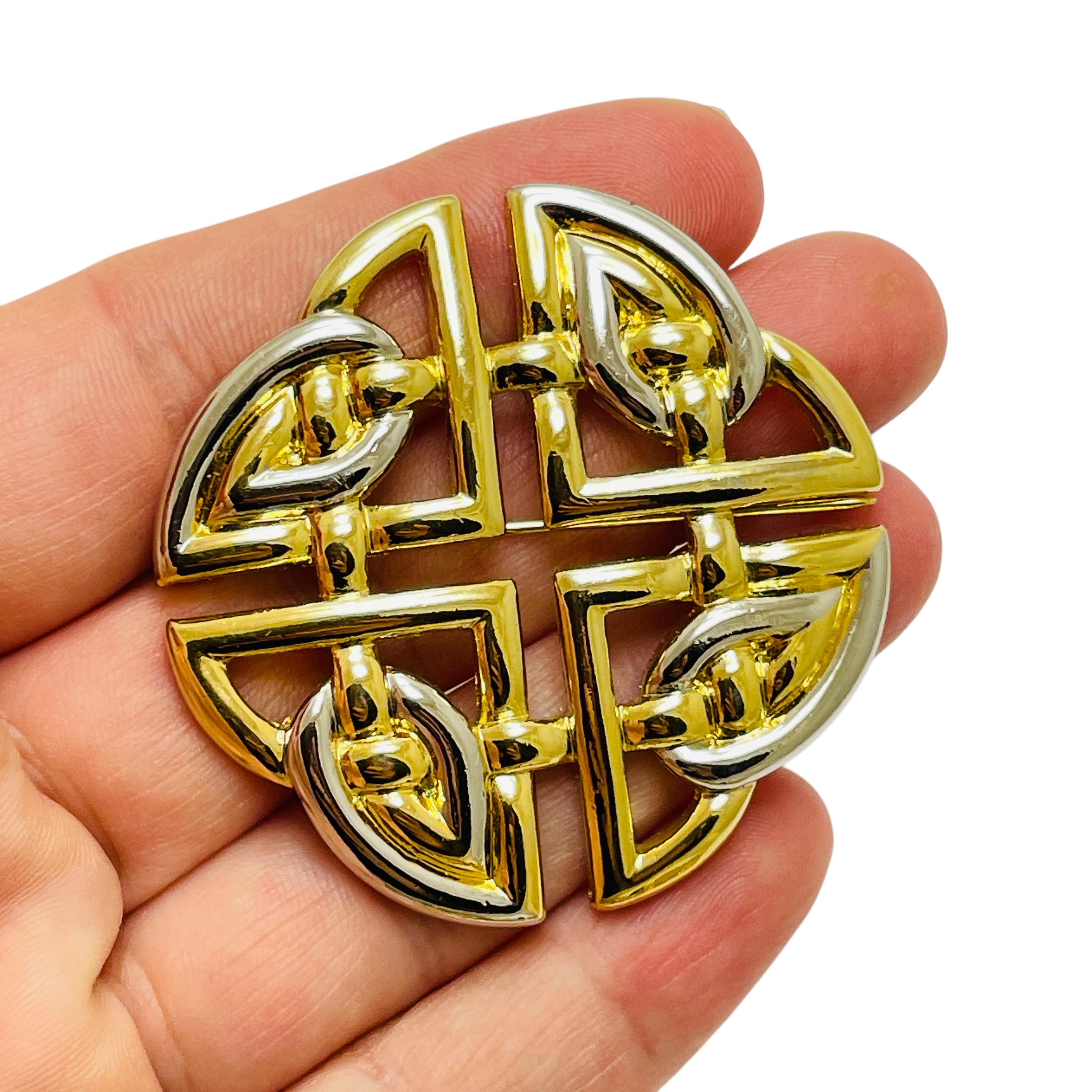 Broche de créateur vintage en or et argent massif Bon état - En vente à Palos Hills, IL