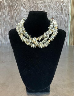 Vintage Gold & Silver Tone Multi Strand Beaded Necklace