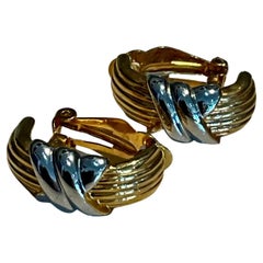 Vintage Gold & Silber getönten Clip auf Ohrringe