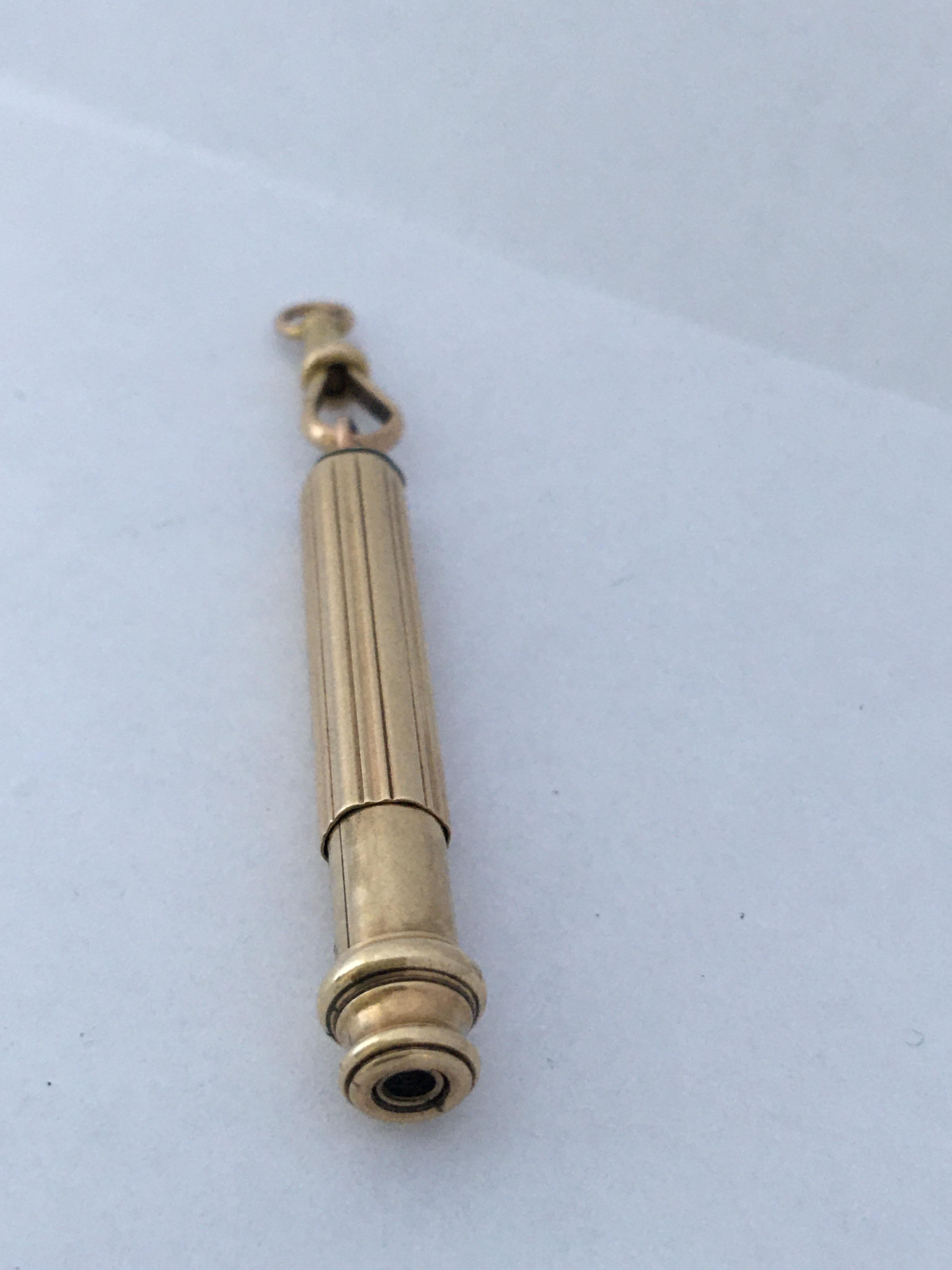 Vintage Gold Small Propelling Pencil Holder /Pendant For Sale 3