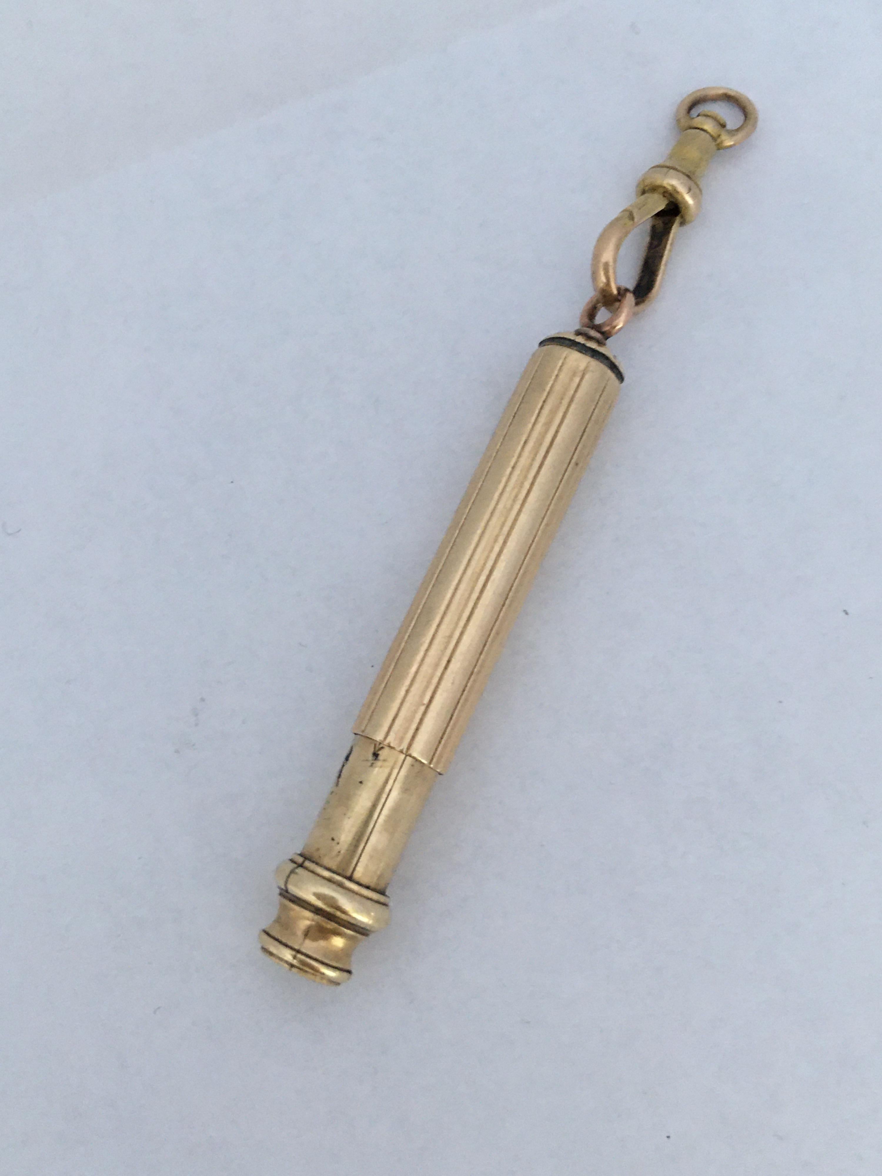 Vintage Gold Small Propelling Pencil Holder /Pendant For Sale 4