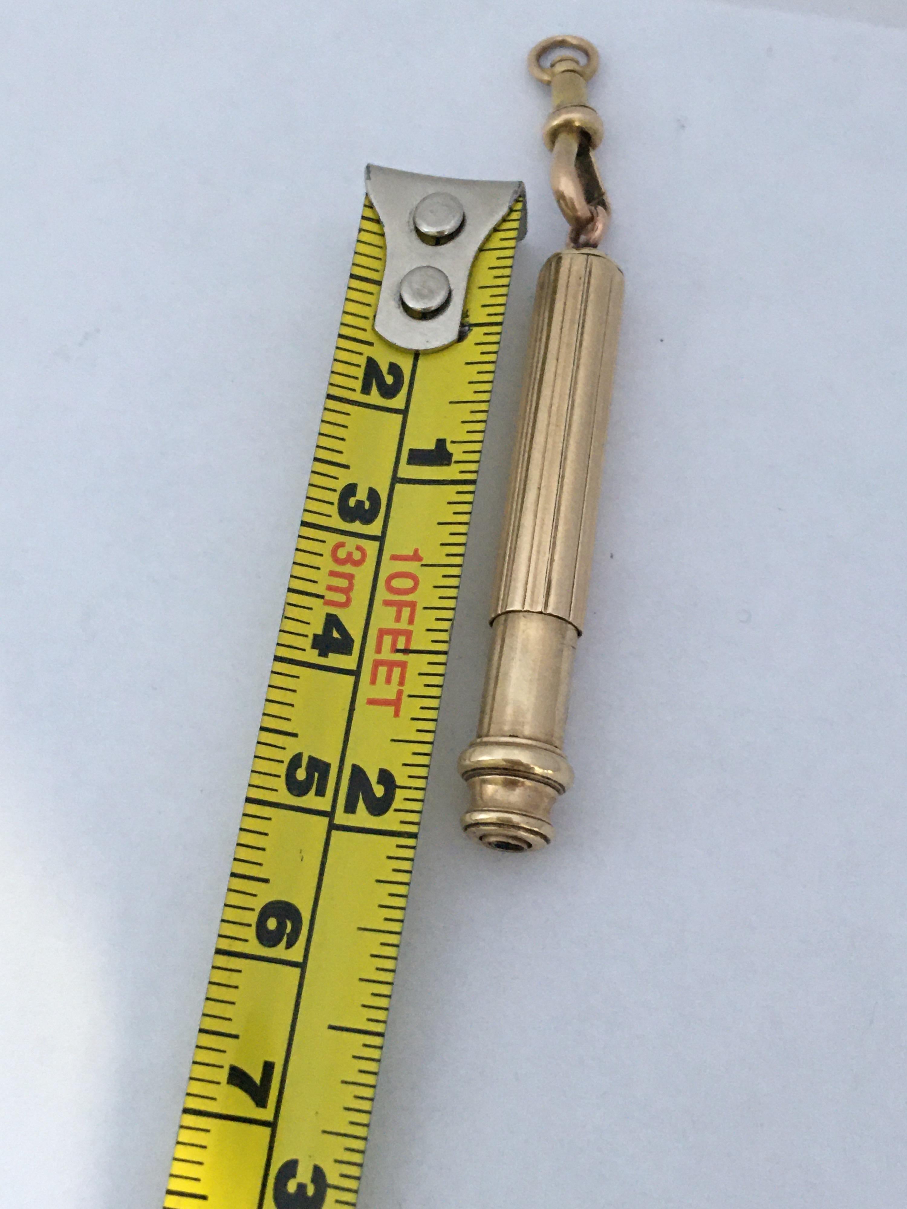Women's or Men's Vintage Gold Small Propelling Pencil Holder /Pendant For Sale