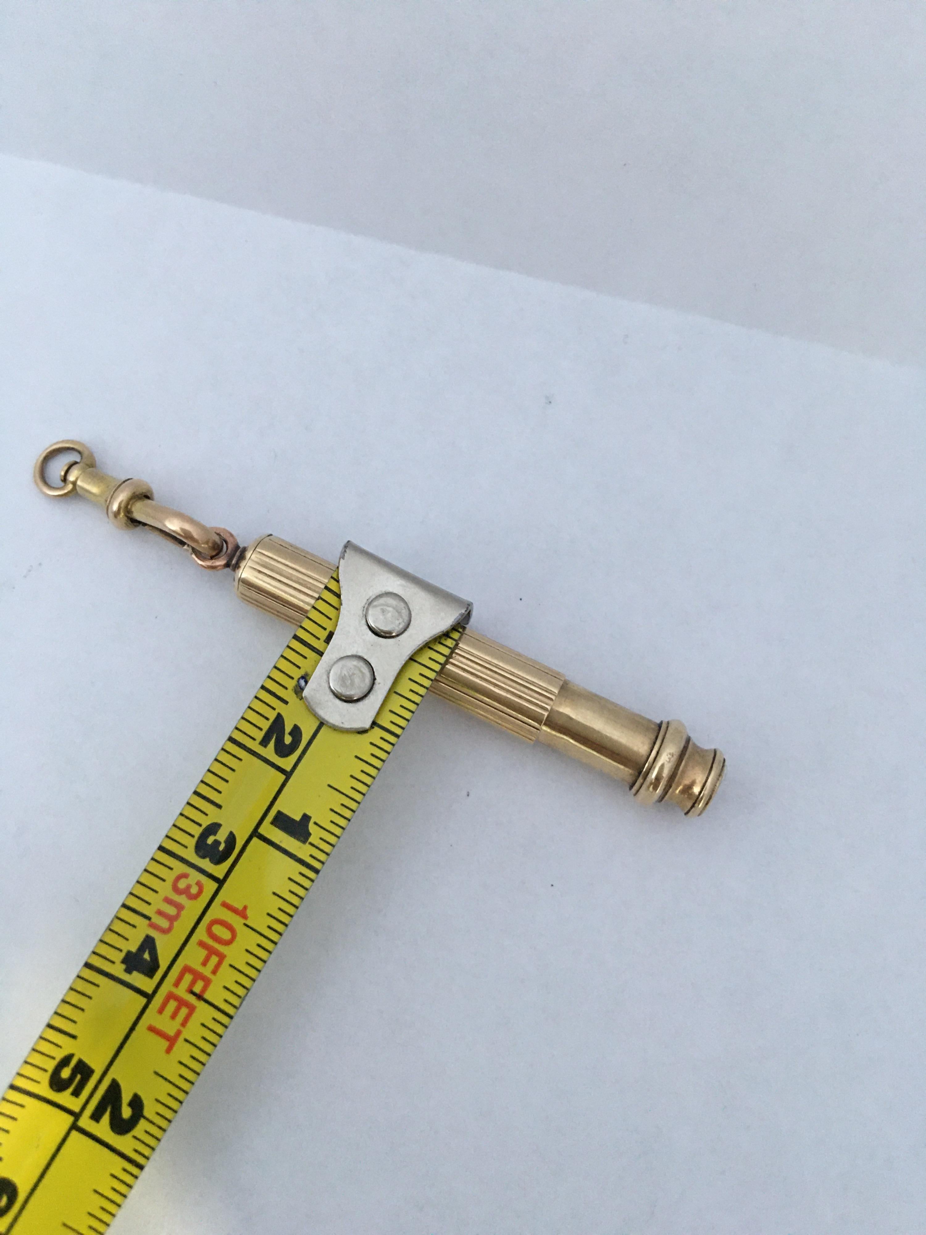 Vintage Gold Small Propelling Pencil Holder /Pendant For Sale 2
