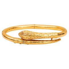 Vintage Gold Snake Bangle Serpent Bracelet 18K Gold 1940's