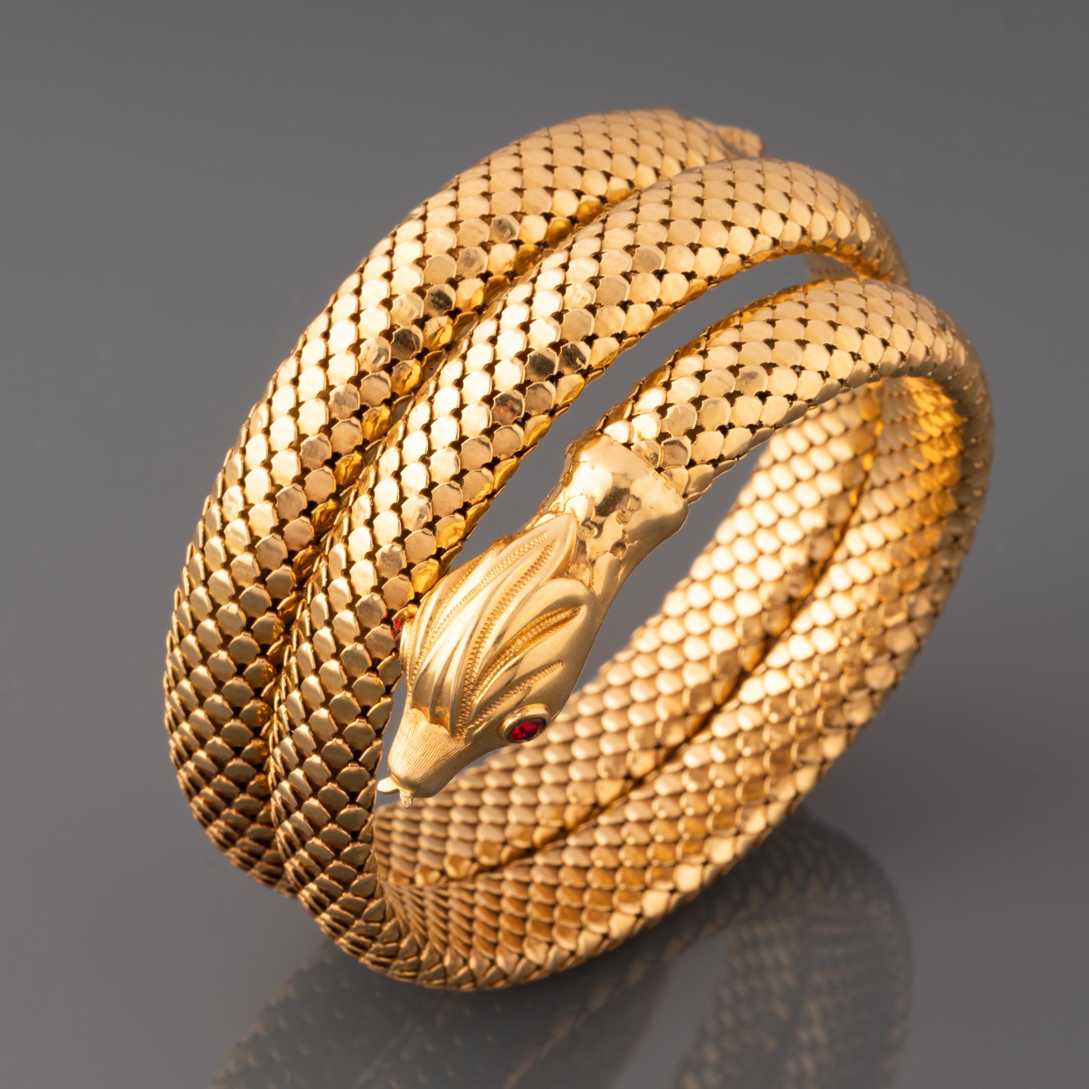 Vintage Gold Schlangenarmband im Zustand „Gut“ im Angebot in Saint-Ouen, FR