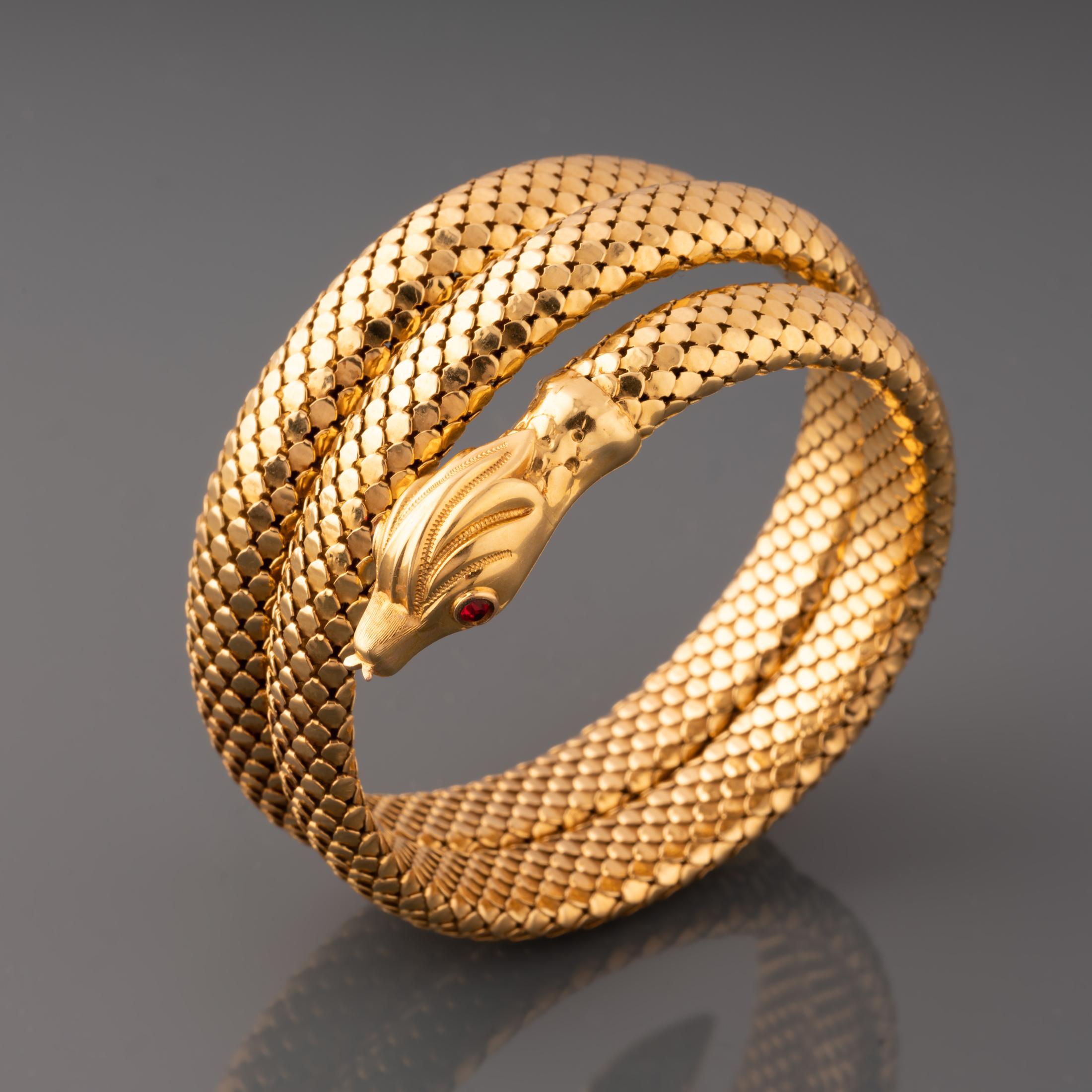 Vintage Gold Schlangenarmband Damen im Angebot