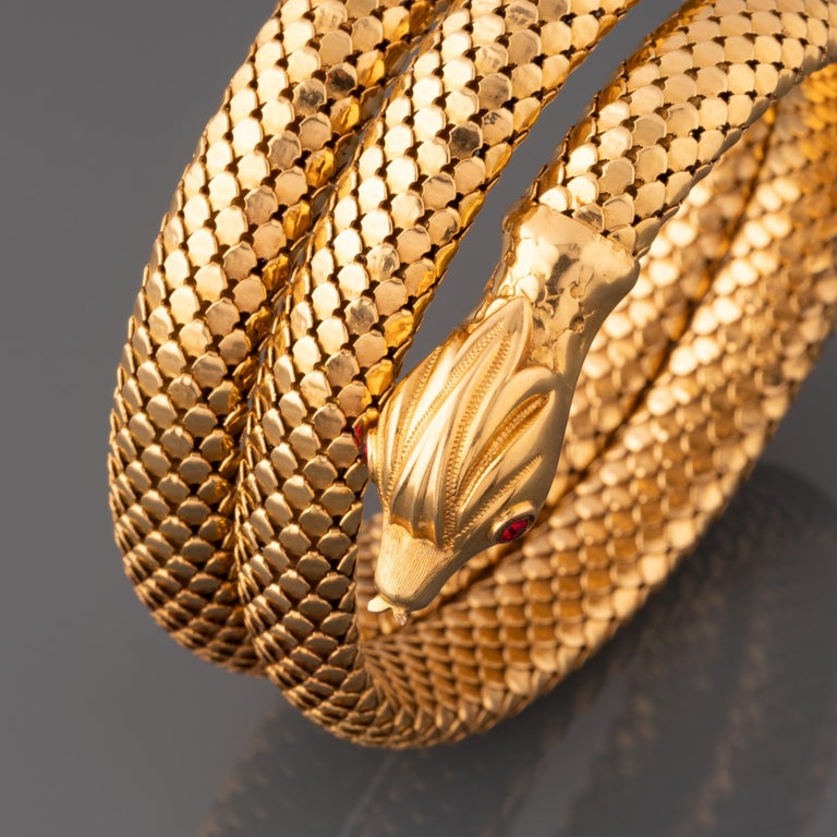 Vintage Gold Snake Bracelet For Sale at 1stDibs | snake bracelet gold,  prada snake bracelet, vintage snake bracelet