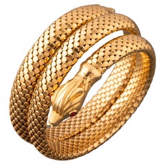 Pulsera de serpiente de oro vintage