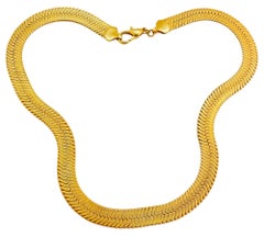 Vintage gold snake chain designer runway necklace