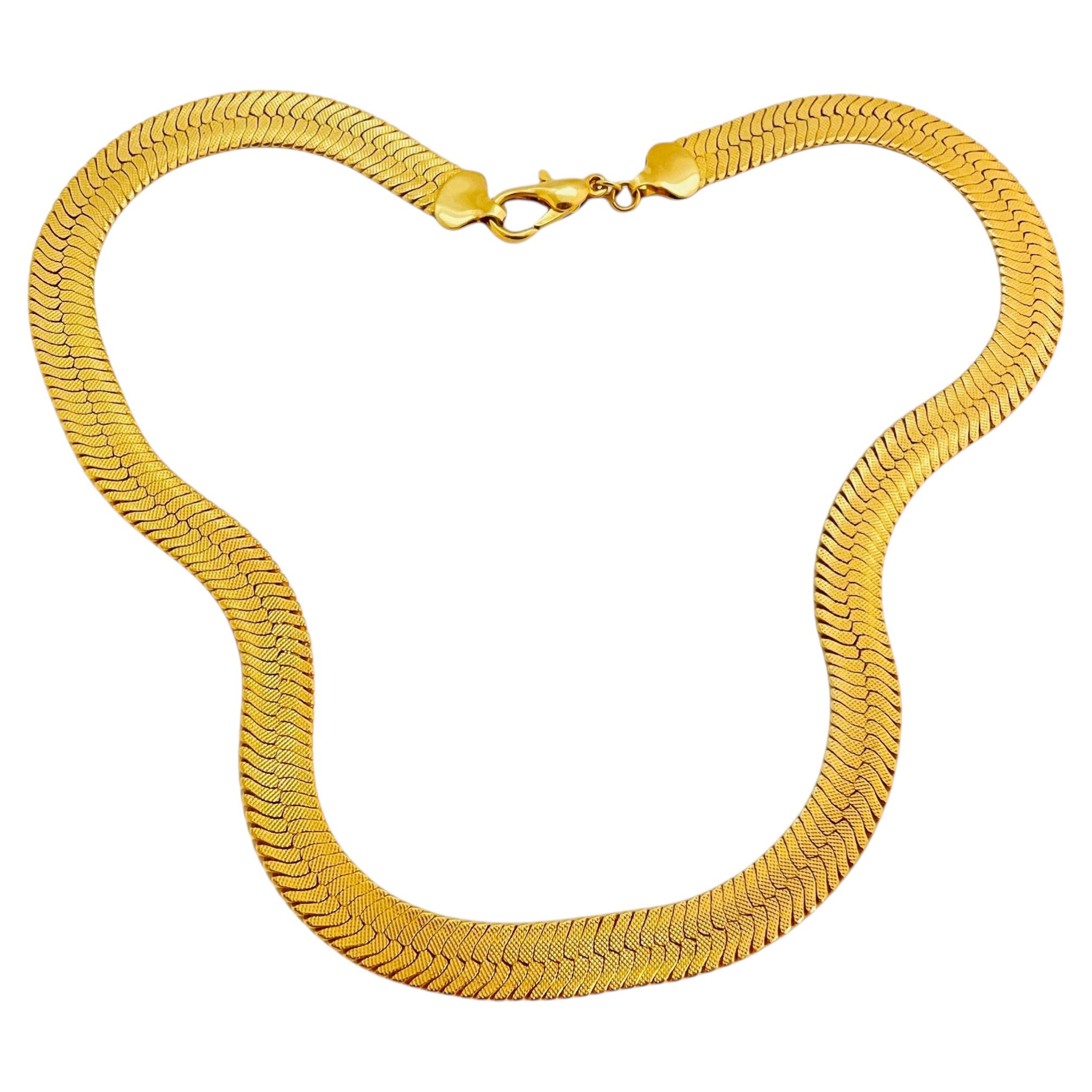 Vintage gold snake chain designer runway necklace