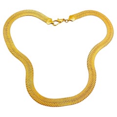 Vintage gold snake chain designer runway necklace