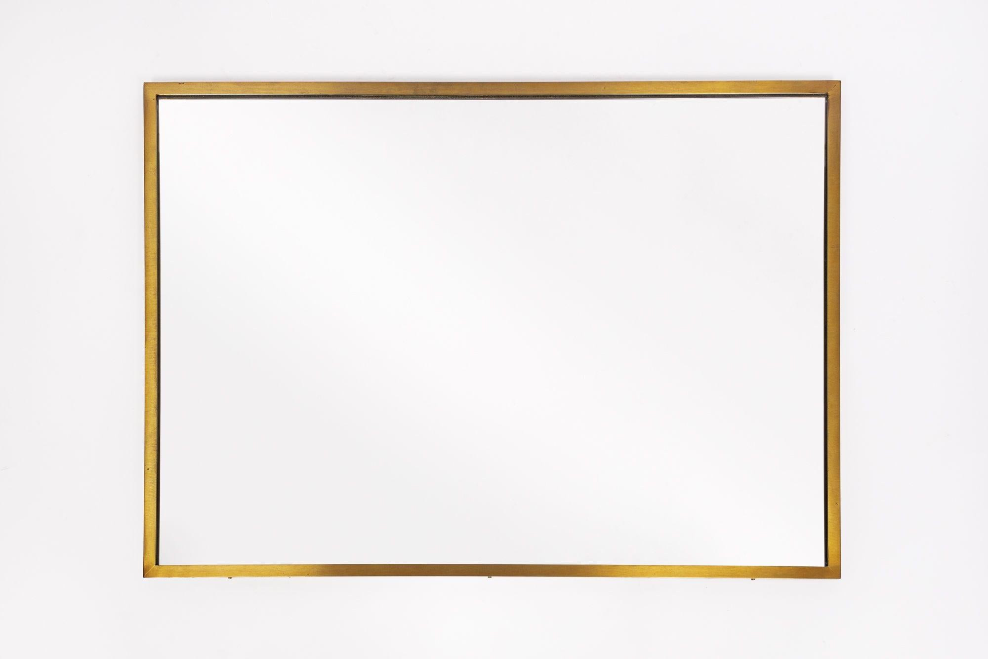 Minimalist Vintage Gold Solid Brass Large Hanging Wall Mirror 30 x 42