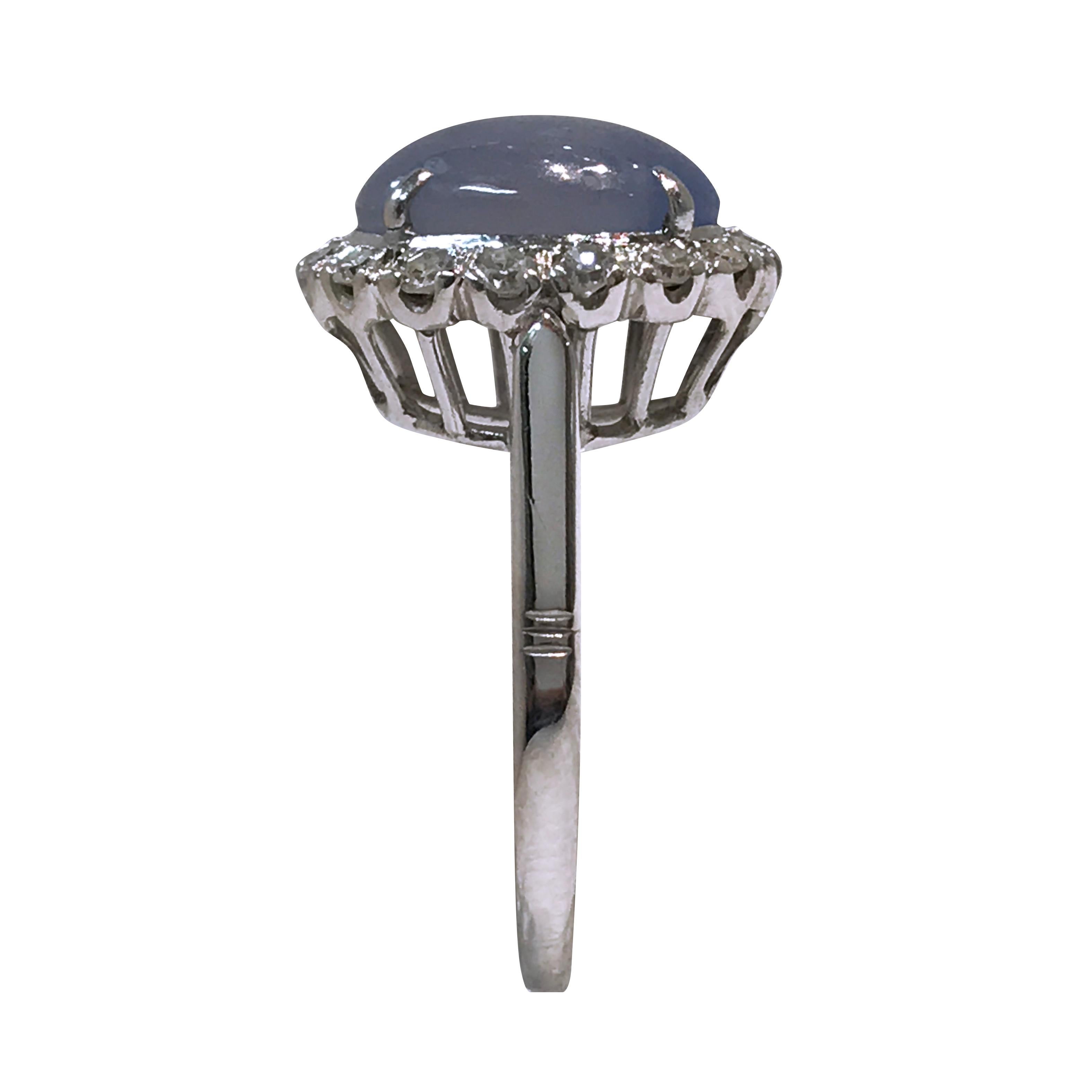 Vintage 14 Karat Star Sapphire Diamond Ring, 0.32 Carat In Good Condition For Sale In Palm Desert, CA