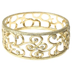 Vintage Gold Swirl and Diamond Bangle, Circa 1990