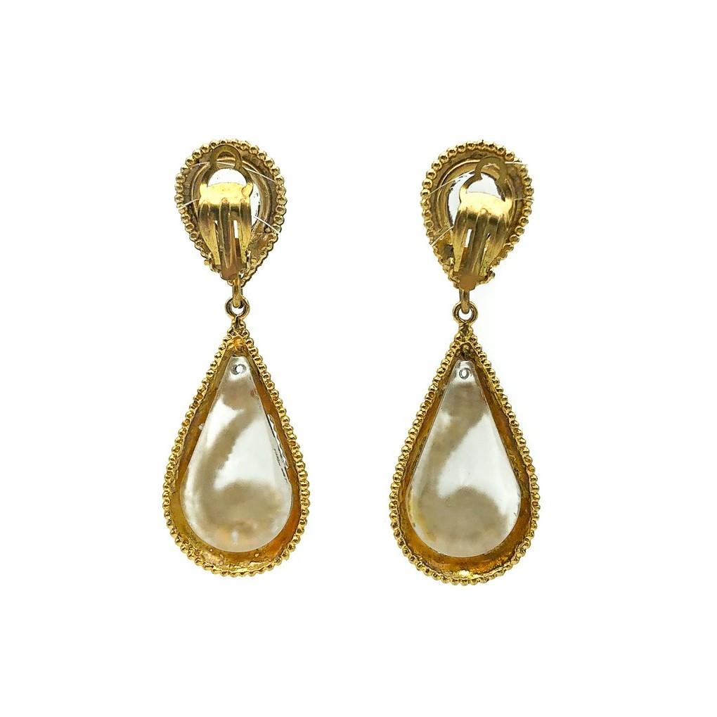 Women's or Men's Vintage Gold Swirl Statement Drop Earrings 1980s For Sale
