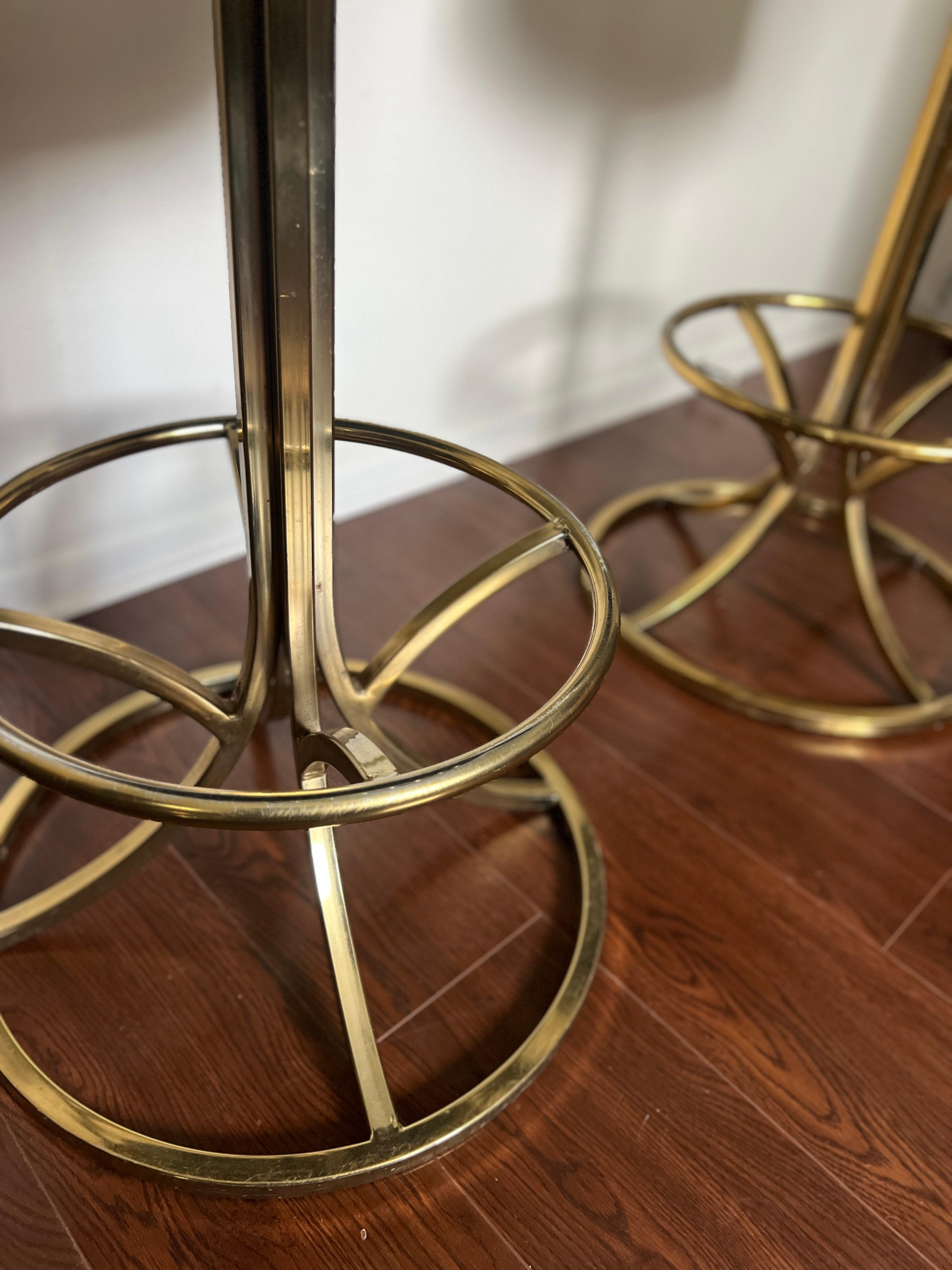 Vintage gold swivel barstools with the original velvety fabric, circa 1970s 4