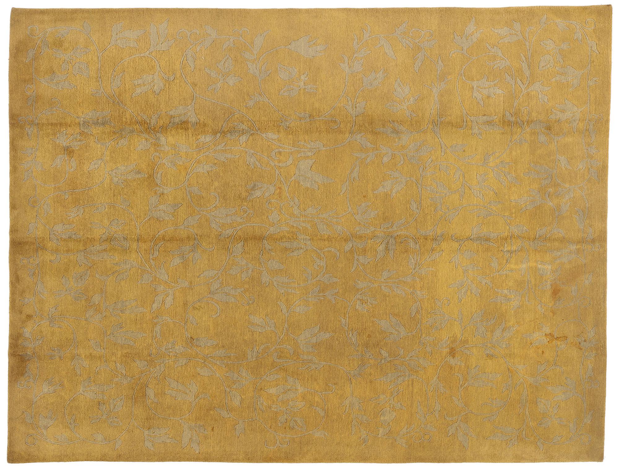 Tibetischer Teppich in Gold mit modernem, traditionellem Stil aus Gold im Angebot 4