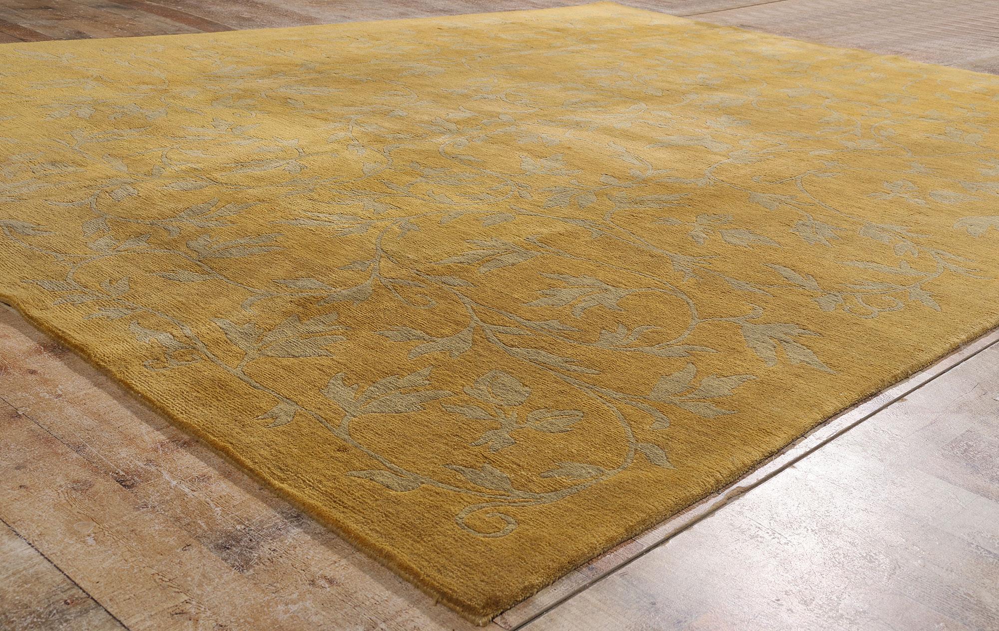 Tibetischer Teppich in Gold mit modernem, traditionellem Stil aus Gold (Moderne) im Angebot