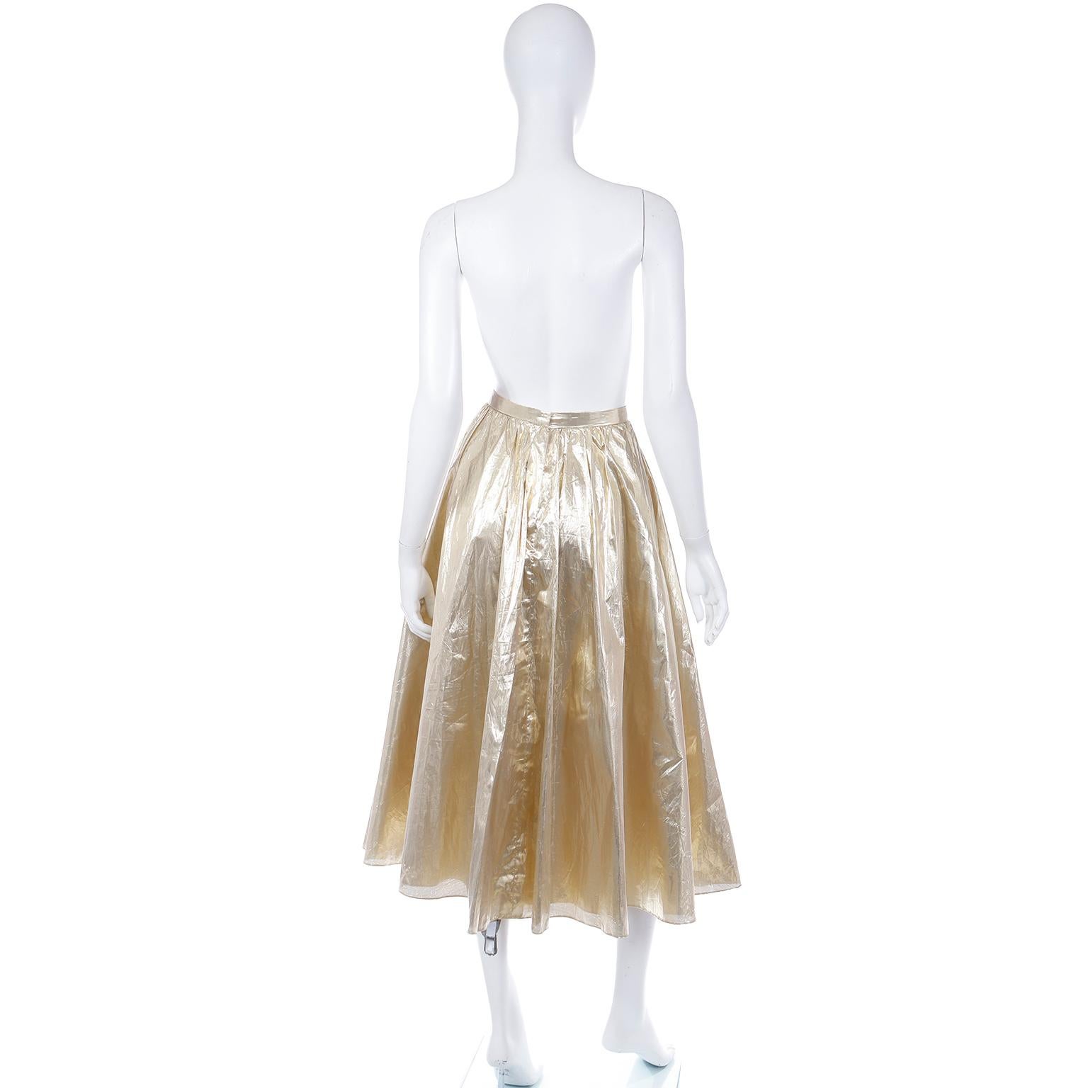 Vintage Gold Tissue Lame Evening Skirt In Excellent Condition For Sale In Portland, OR