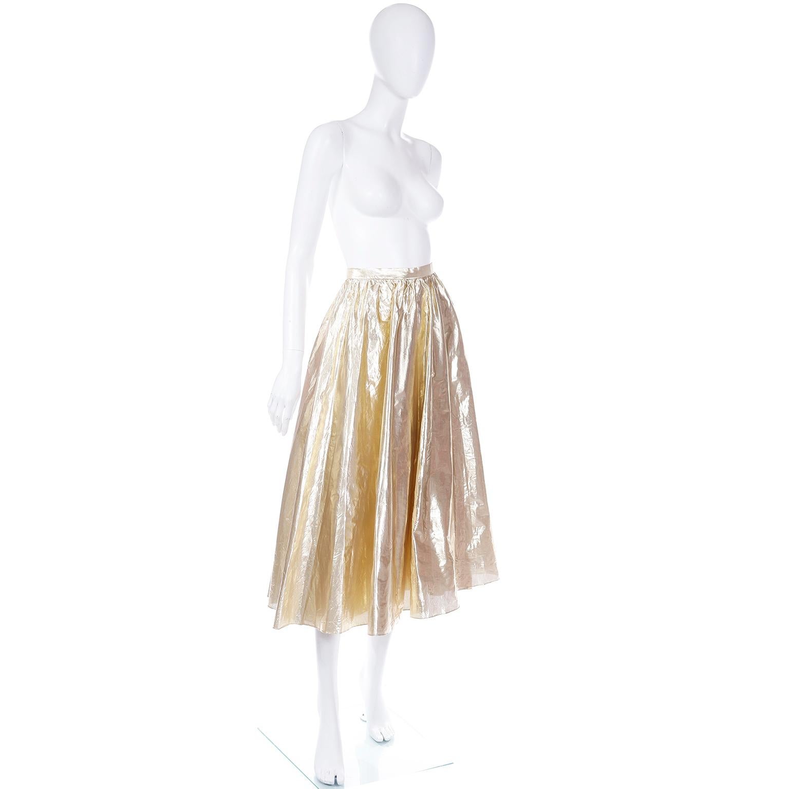 Women's Vintage Gold Tissue Lame Evening Skirt For Sale