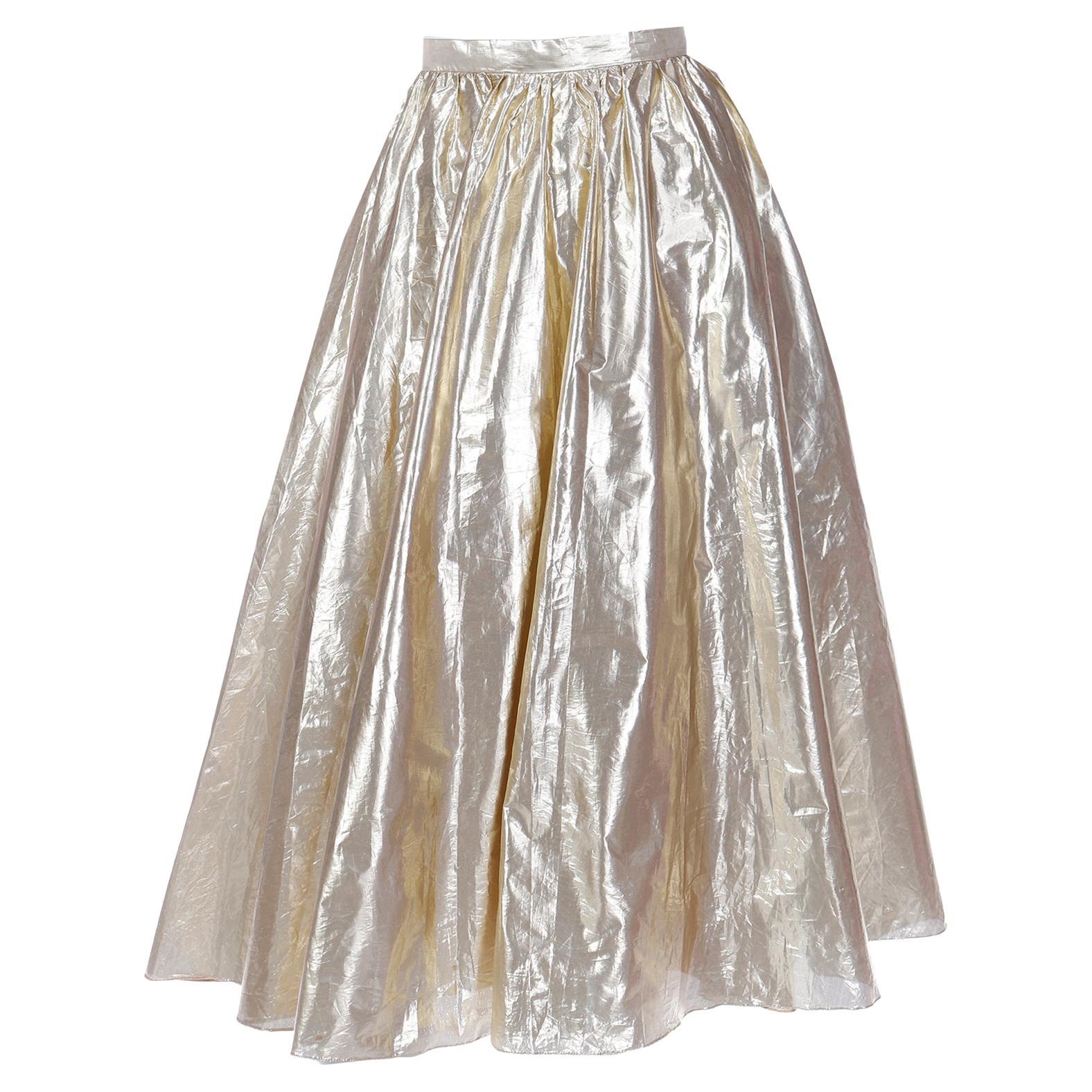 Vintage Gold Tissue Lame Evening Skirt For Sale