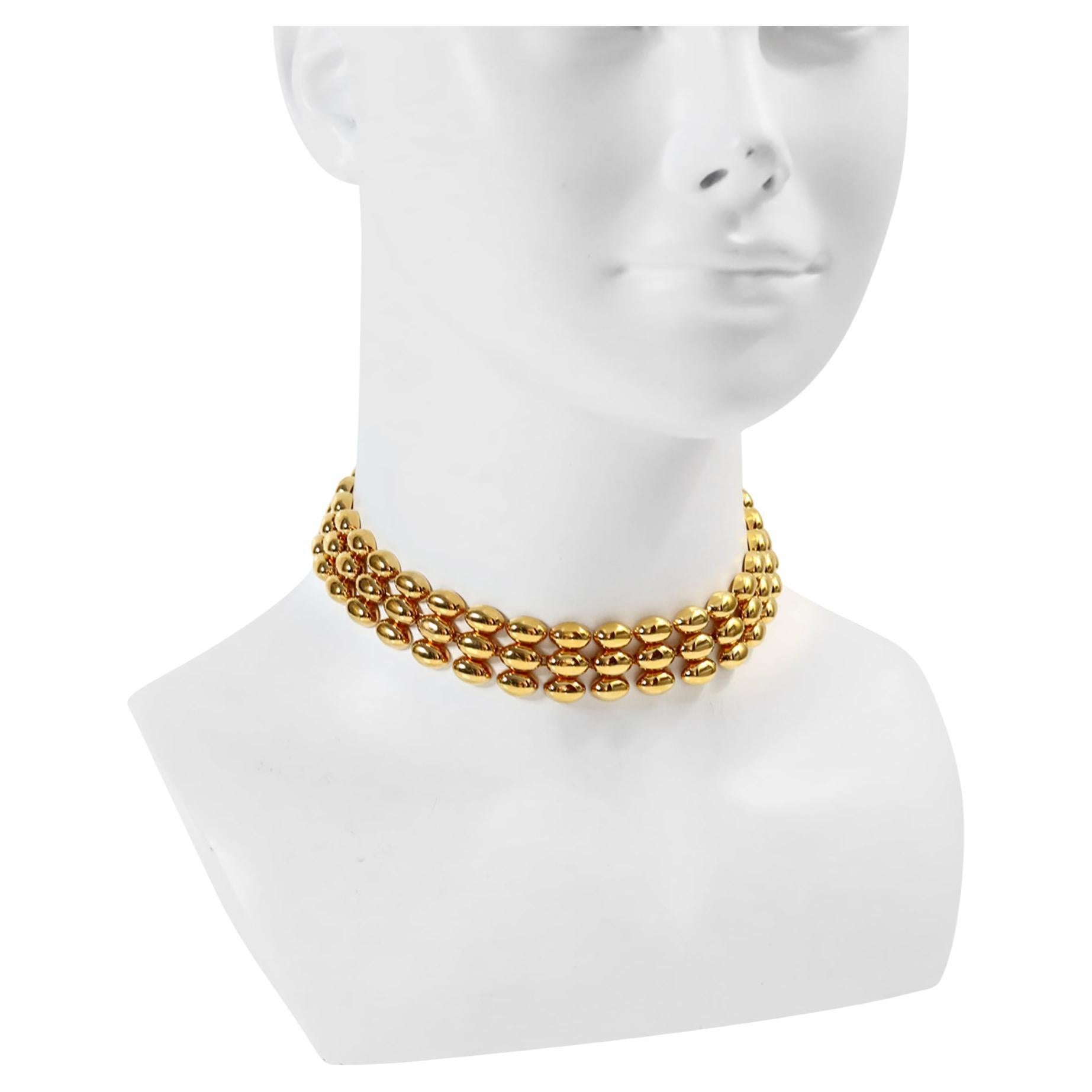 Oro vintage Gargantilla Conectada Tono 3 Row Circa Década de 1990