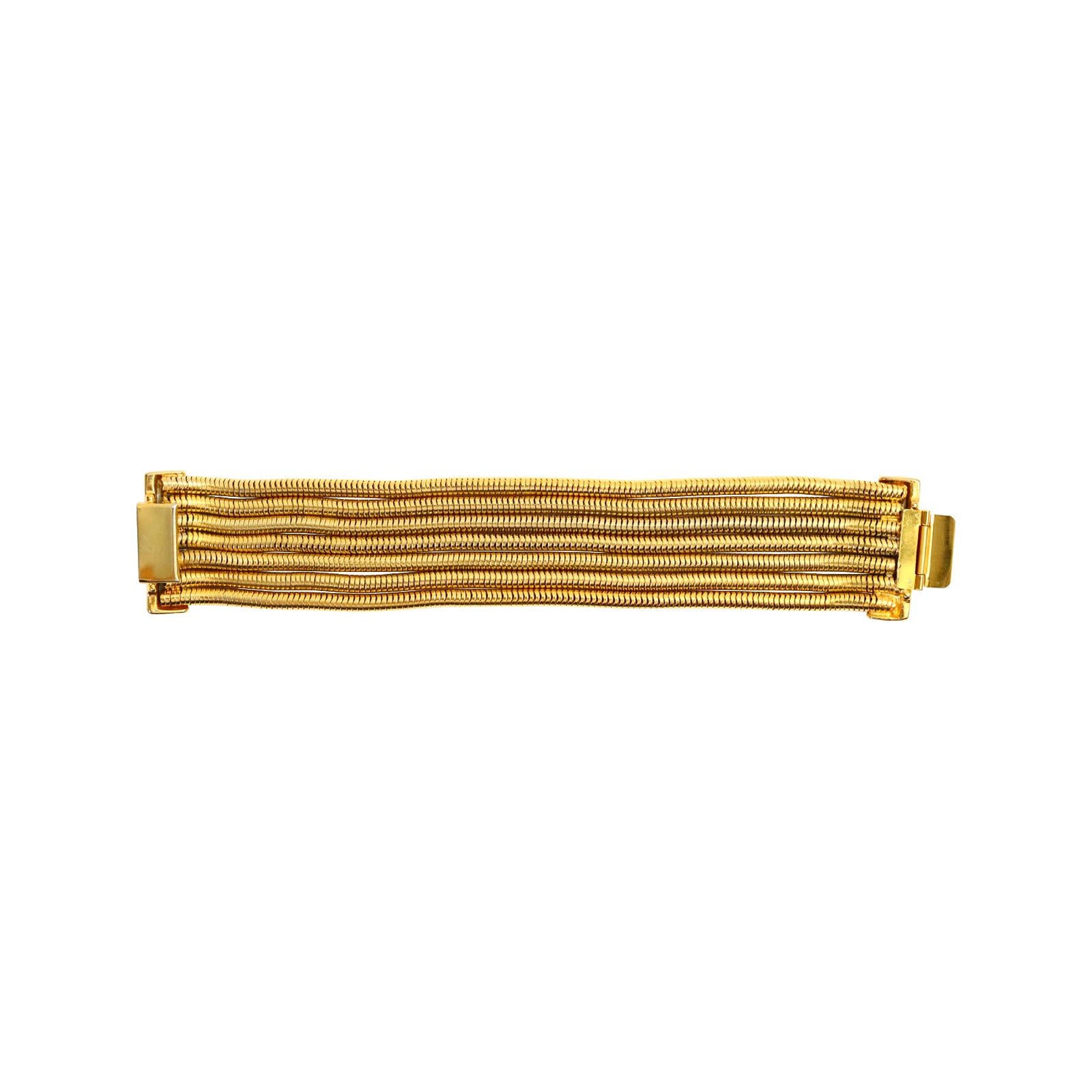 Vintage Gold Tone 5 Strand Snake Bracelet, circa 1990s In Good Condition In New York, NY