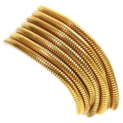 Vintage Gold Tone 5 Strand Snake Bracelet, circa 1990s