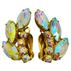 Designer-Ohrclips in Goldtönen ab navette Glas, Vintage
