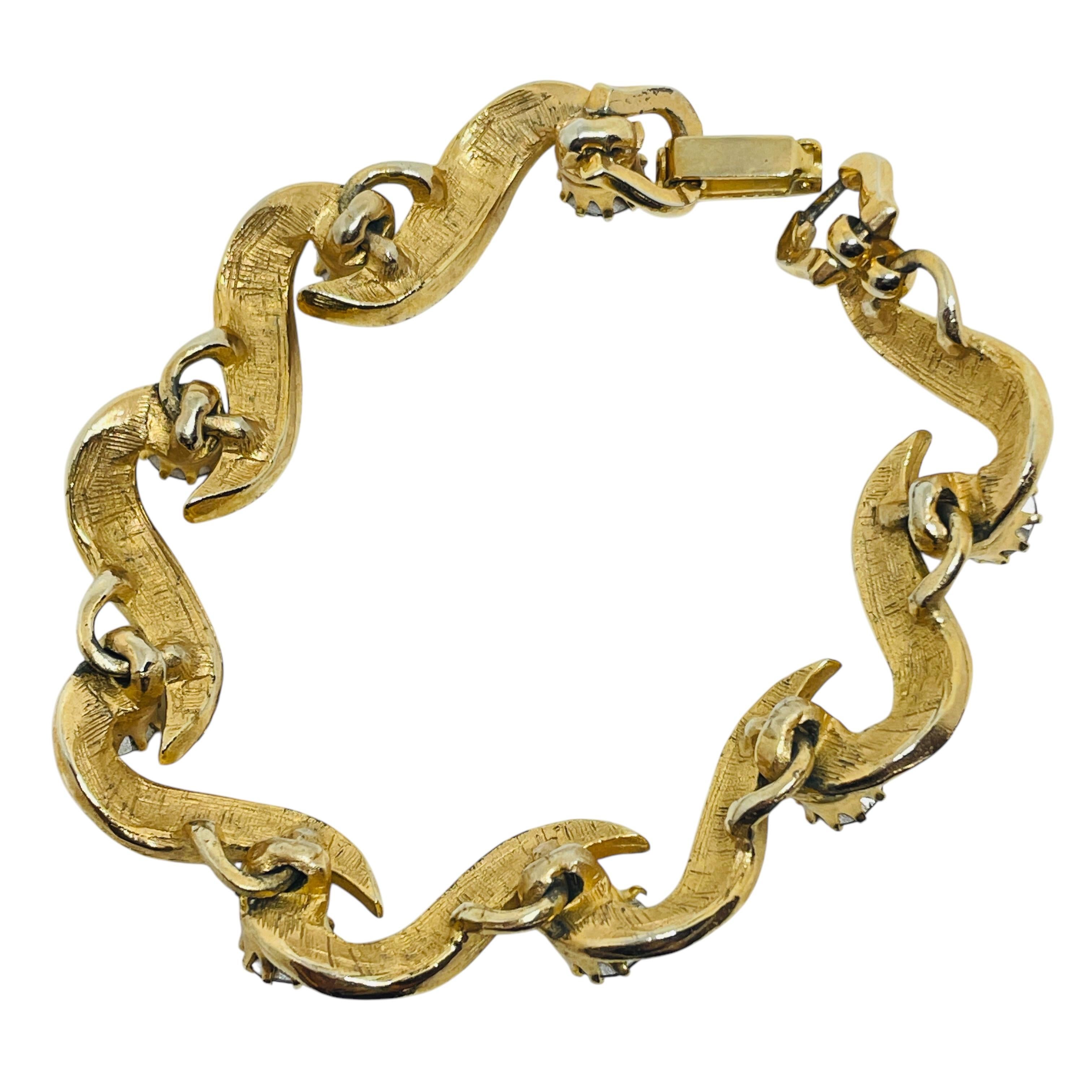 Bracelet vintage en or avec strass Bon état - En vente à Palos Hills, IL