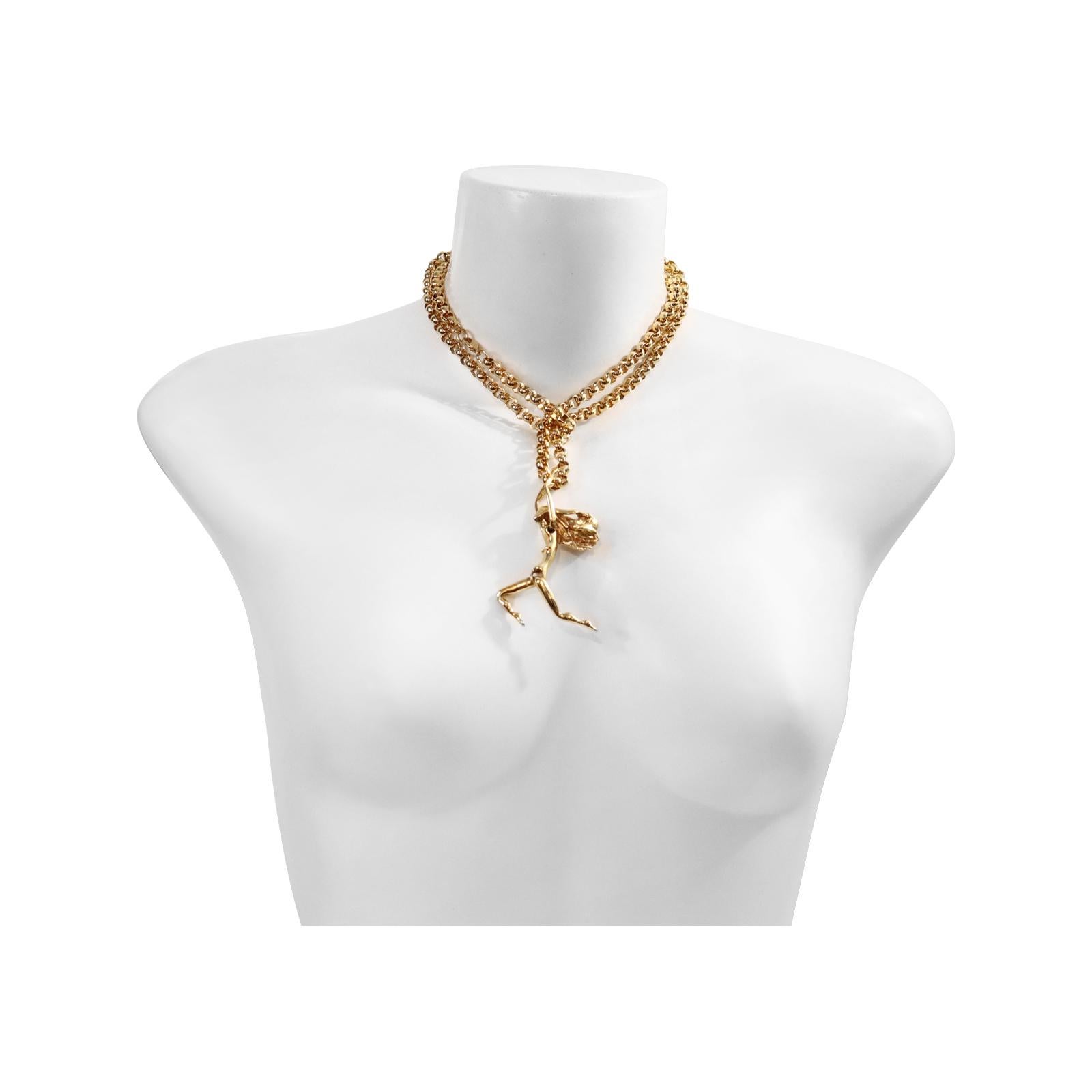 Moderno Collana Acrobatic Lady d'epoca in tonalità oro, circa anni '80 in vendita