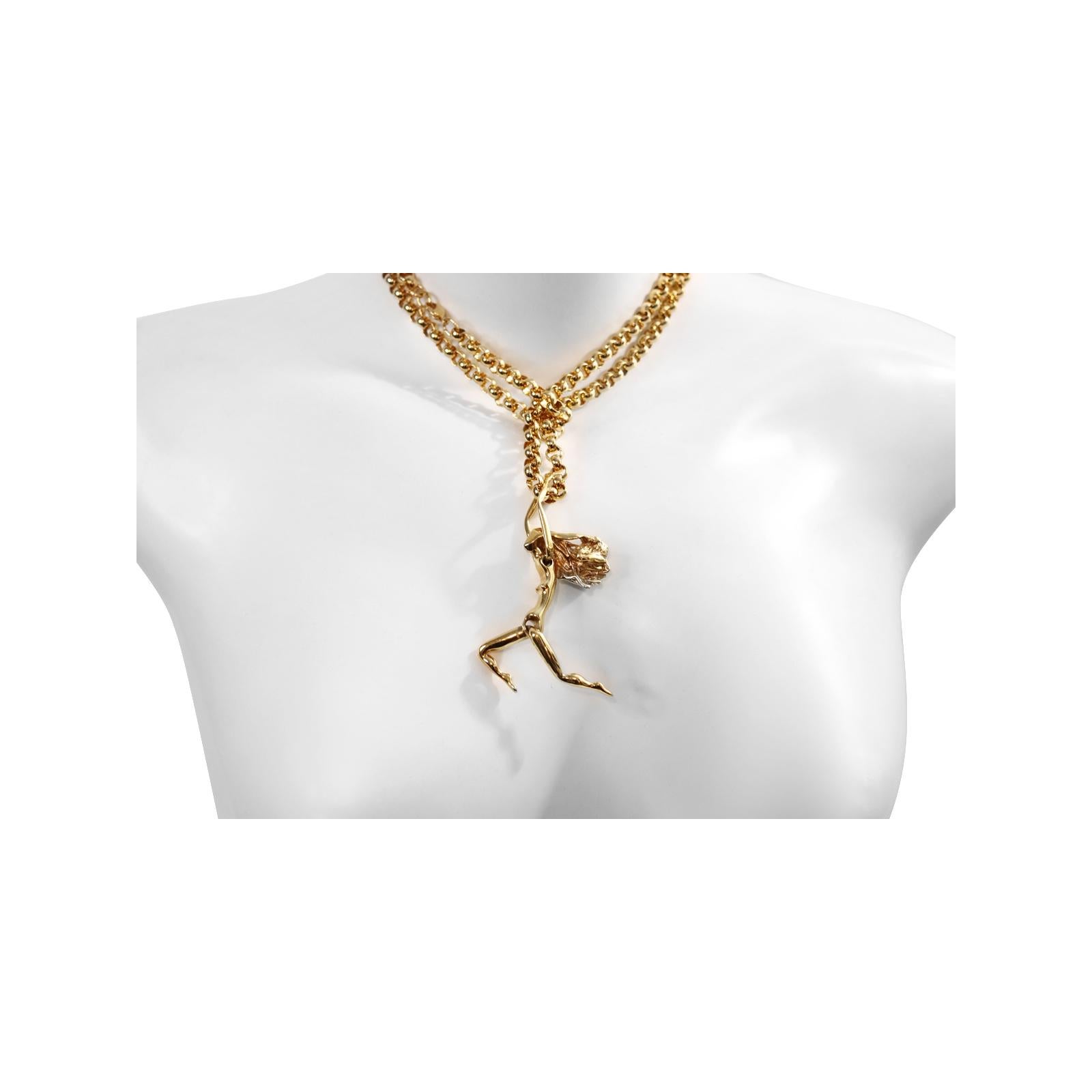 Collana Acrobatic Lady d'epoca in tonalità oro, circa anni '80 In condizioni buone in vendita a New York, NY